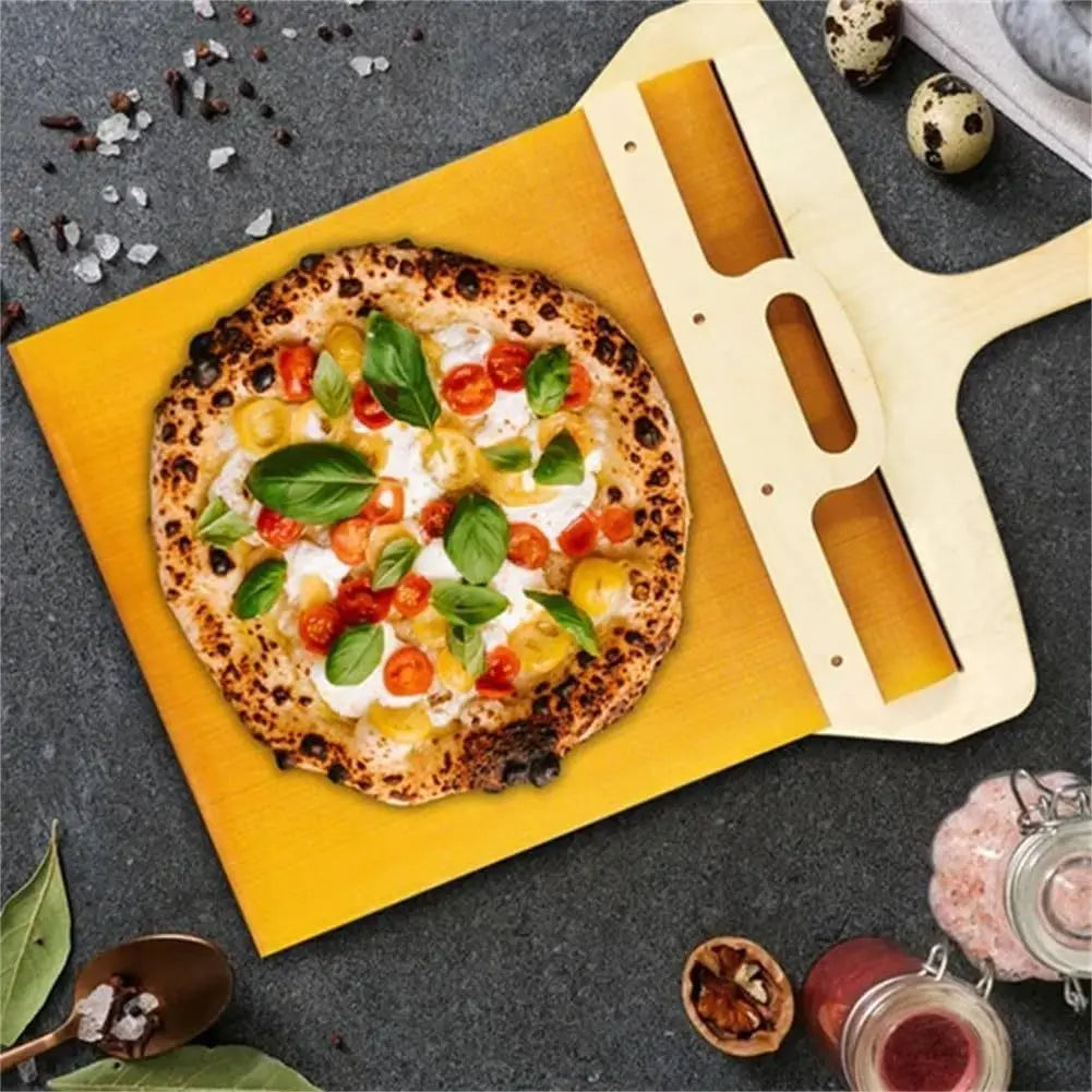 Sliding Pizza Peel - Wood Pizza Slider Smart ，Pizza Peel Slider That Transfer Pizza Perfectly，Non Stick Pizza Slider - 21.65" x 11.9"
