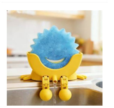 Creative Hanging Sponge Holder with Drainage/Traceless Glue, 3D Printing Countertop Funny Sponge Holders for Kitchen Sink, Keeps Your Sponge Dry & Smiling, for Scrub Daddy Holder