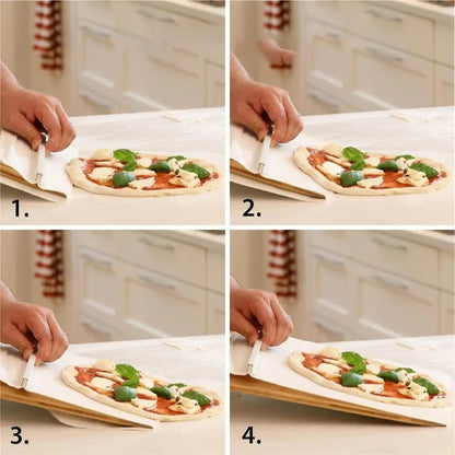 Sliding Pizza Peel - Wood Pizza Slider Smart ，Pizza Peel Slider That Transfer Pizza Perfectly，Non Stick Pizza Slider - 21.65" x 11.9"