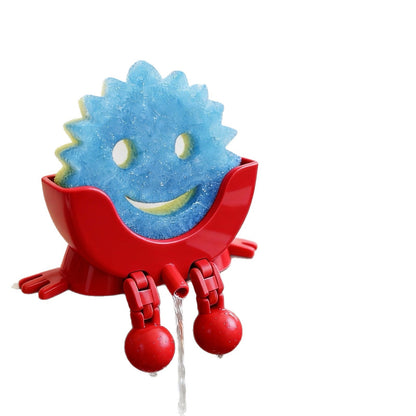 Creative Hanging Sponge Holder with Drainage/Traceless Glue, 3D Printing Countertop Funny Sponge Holders for Kitchen Sink, Keeps Your Sponge Dry & Smiling, for Scrub Daddy Holder