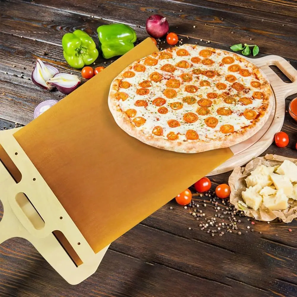 Sliding Pizza Peel - Wood Pizza Slider Smart ，Pizza Peel Slider That Transfer Pizza Perfectly，Non Stick Pizza Slider - 21.65" x 11.9"