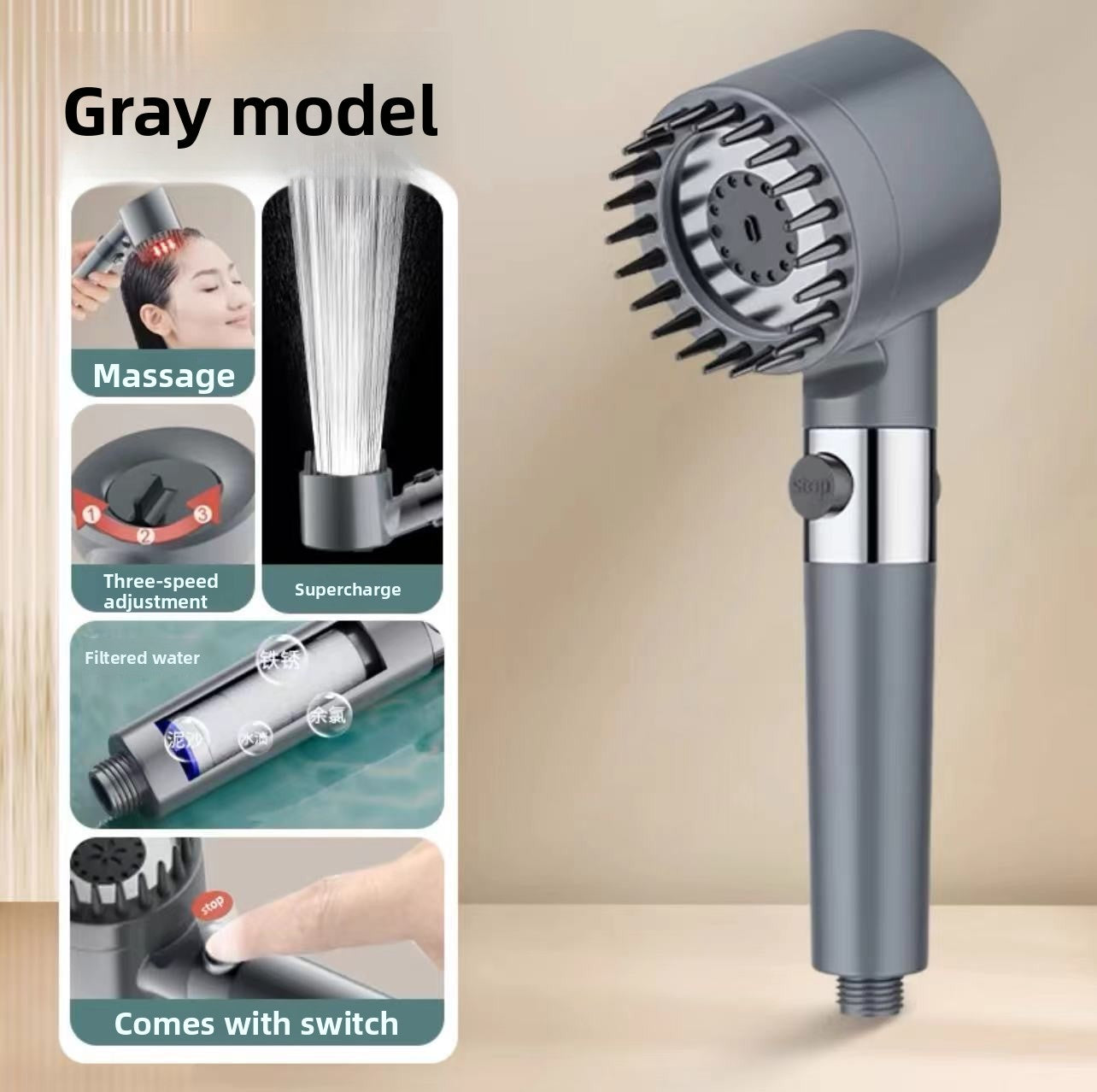 Shower Head with Handheld Multi-Function Shower Head with Water Filter