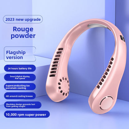 USB Rechargeable Bladeless Hanging Neck Fan