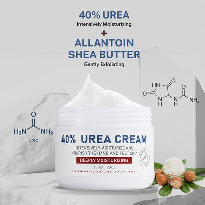 OUKEYA 40 Percent Urea Cream Hand Foot Cream for Dry Cracked Skin | Intensive moisturising urea lotion, softens rough dry cracked skin on hands, heels and feet