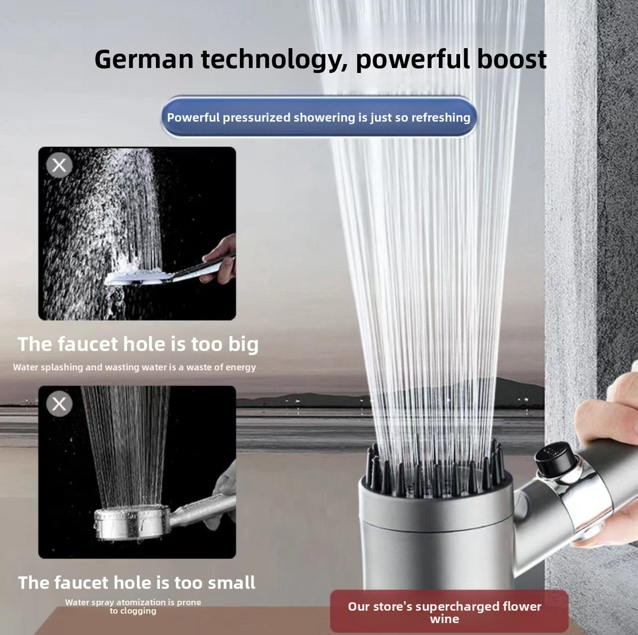 Shower Head with Handheld Multi-Function Shower Head with Water Filter